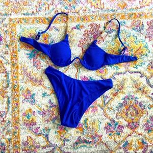 Blue SHEIN Bikini with Gold Chain
